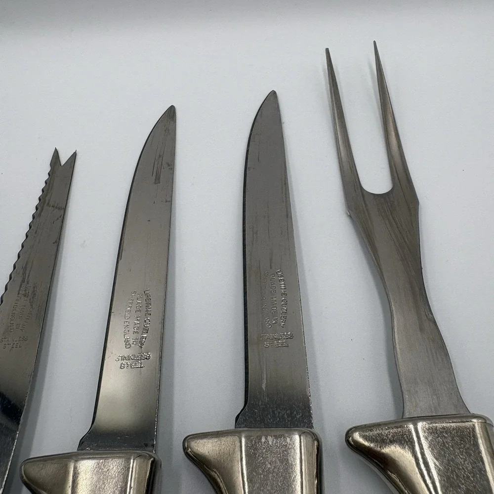 Vtg Knives Sheffield English Blades 10 Pc Golden Prestige Cutlery Floral